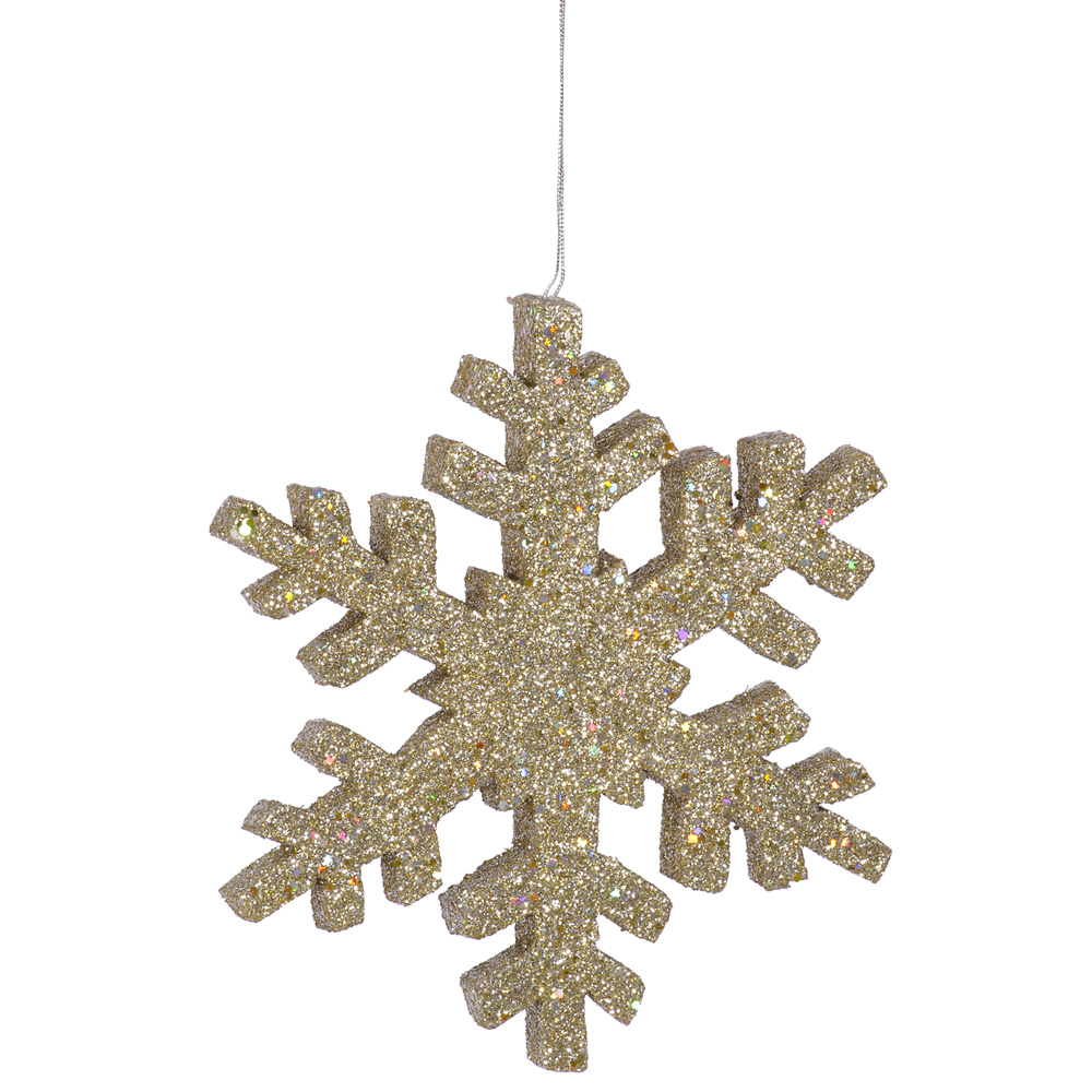 18 in. Champagne Glitter Snowflake Christmas Ornament