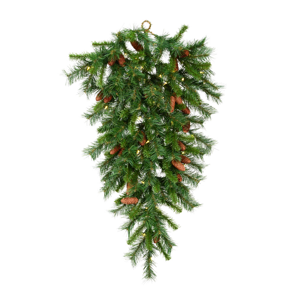 42 in. Cheyenne Artificial Green Christmas Tear Drop with 100 Warm White Lights