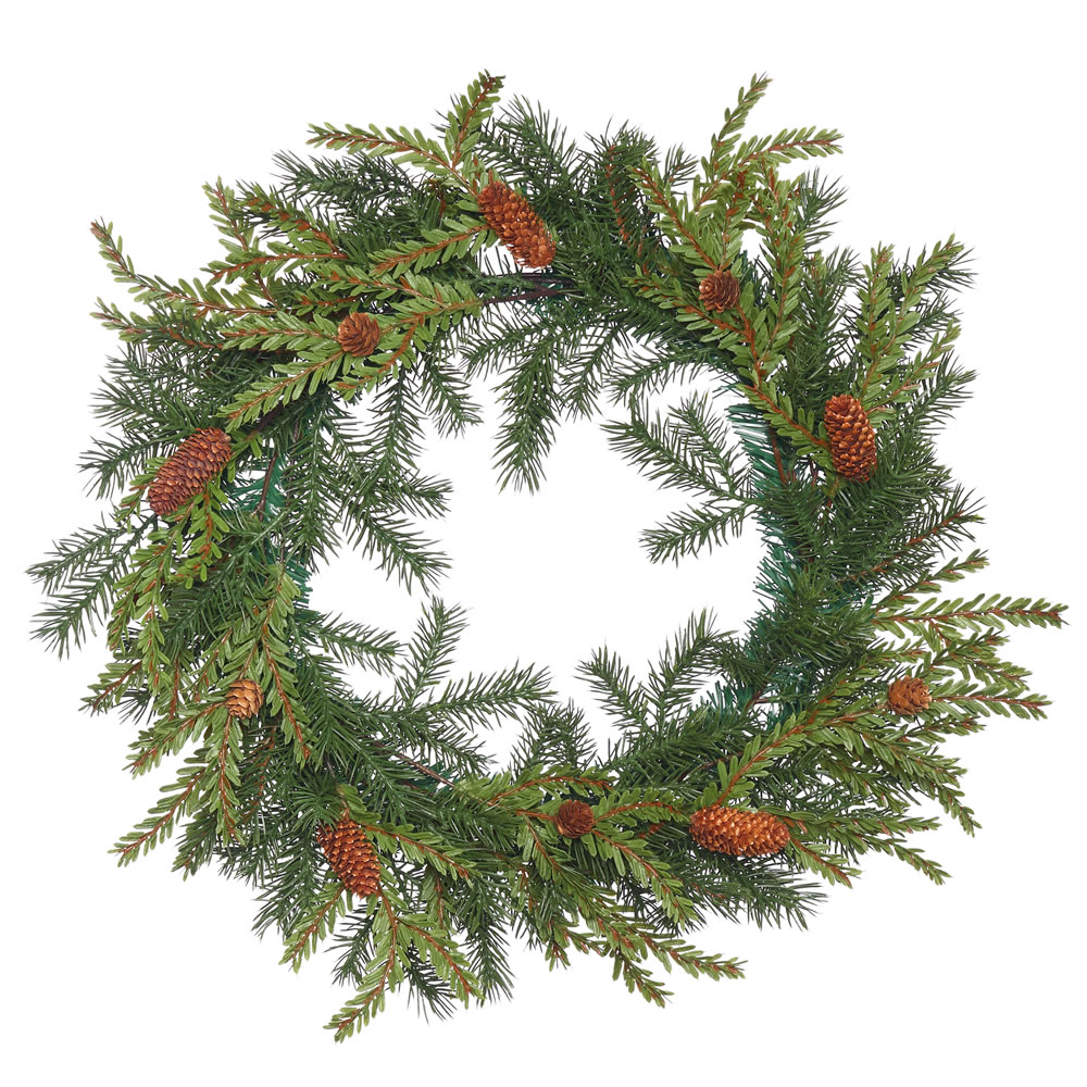 20 in. Hemlock-Angel Pine Artificial Christmas Wreath Unlit with 65 Tip Count Cones