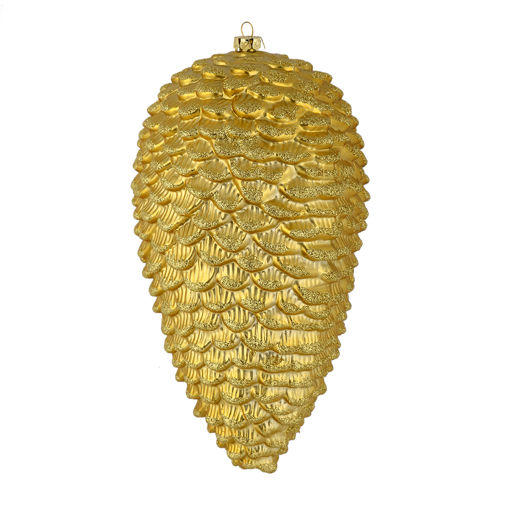 7 in. Gold Matte Glitter Pinecone Christmas Ornament  4 per Bag