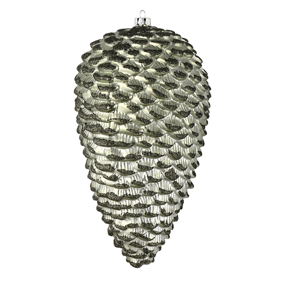 7 in. Wrought Iron Matte Glitter Pinecone Christmas Ornament  4 per Bag