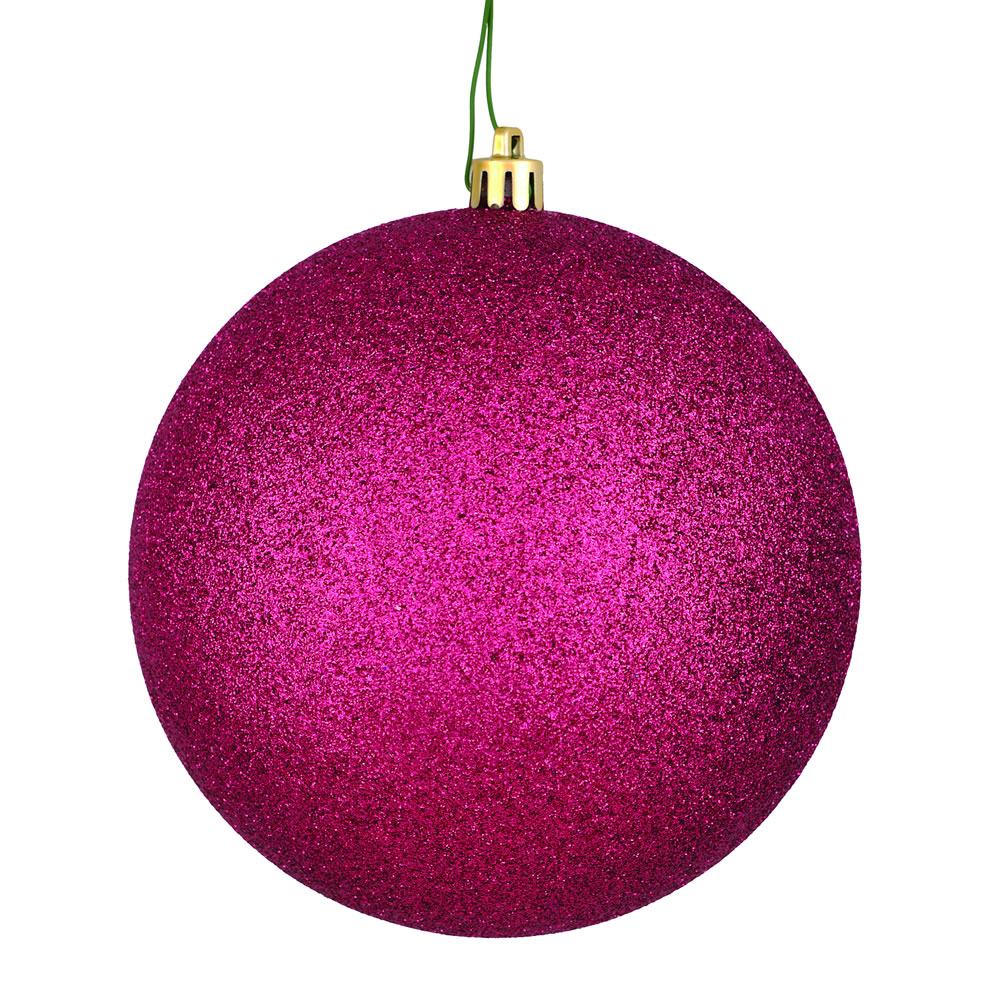 2.75 in. Berry Red Glitter Ball Ornament with Drilled  12 per Bag