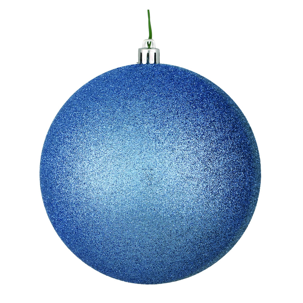 N590829DG 3 in. Periwinkle Glitter Ball Ornament with Drilled  12 per Bag