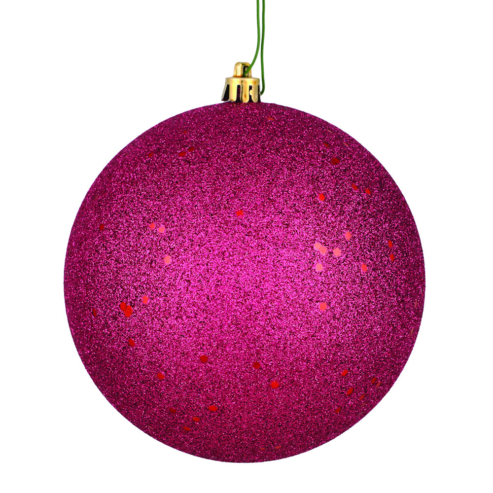 4 in. Berry Red Sequin Ball Ornament with Drilled  6 per Bag