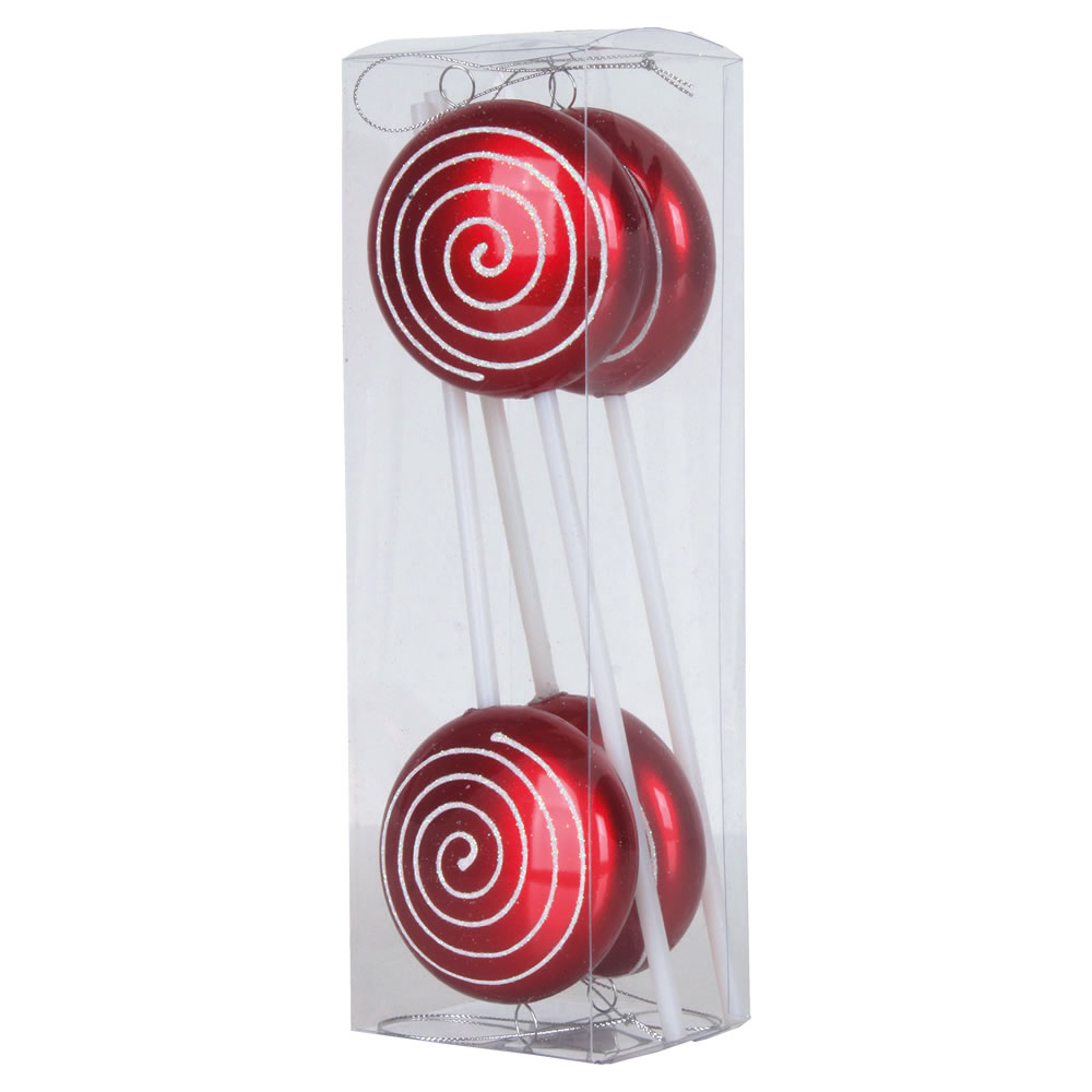 10 in. Red & White Candy Swirl Lollipop Christmas Ornaments  4 per Box