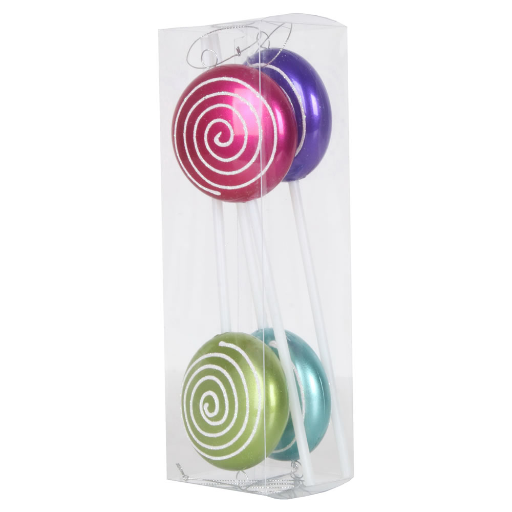 10 in. Multi-Colored Candy Swirl Lollipop Christmas Ornaments  4 per Box