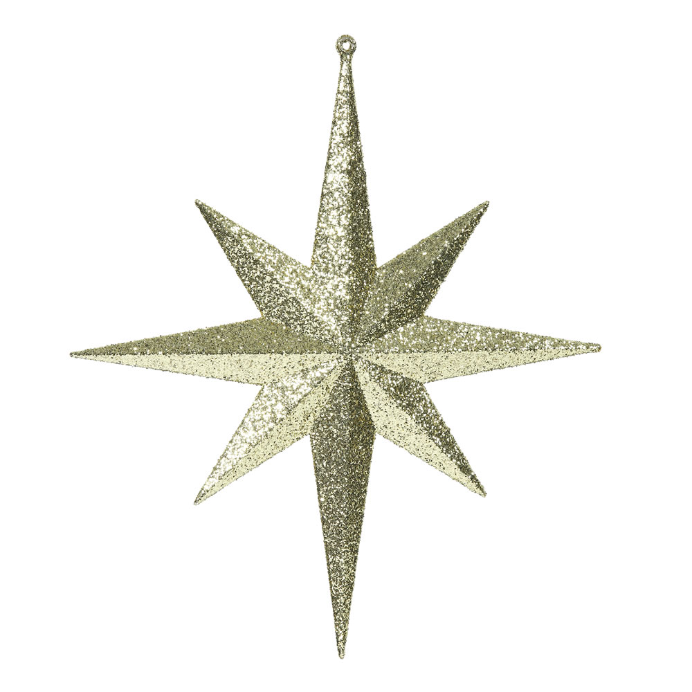 M167408 12 in. Gold Iridescent Glitter Bethlehem Star Christmas Ornament  2 per Box