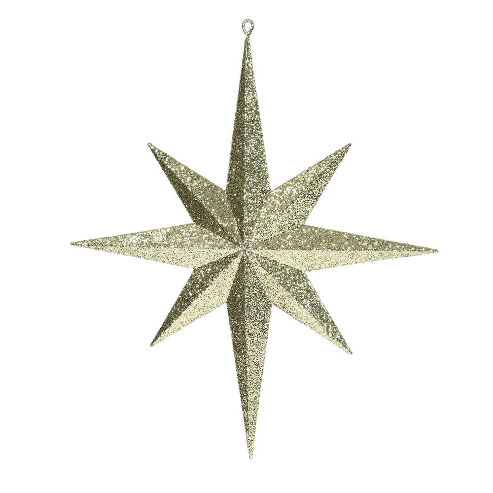 15.75 in. Gold Iridescent Glitter Bethlehem Star Christmas Ornament