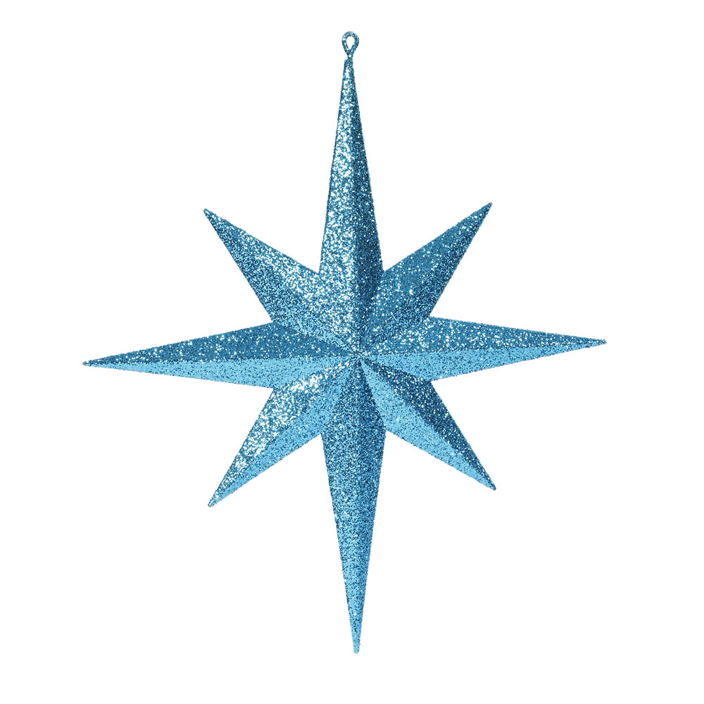 15.75 in. Turquoise Glitter Bethlehem Star Christmas Ornament