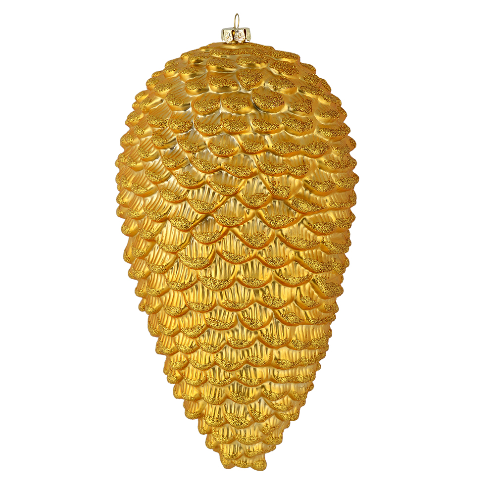 7 in. Honey Gold Matte Glitter Pinecone Christmas Ornament  4 per Bag