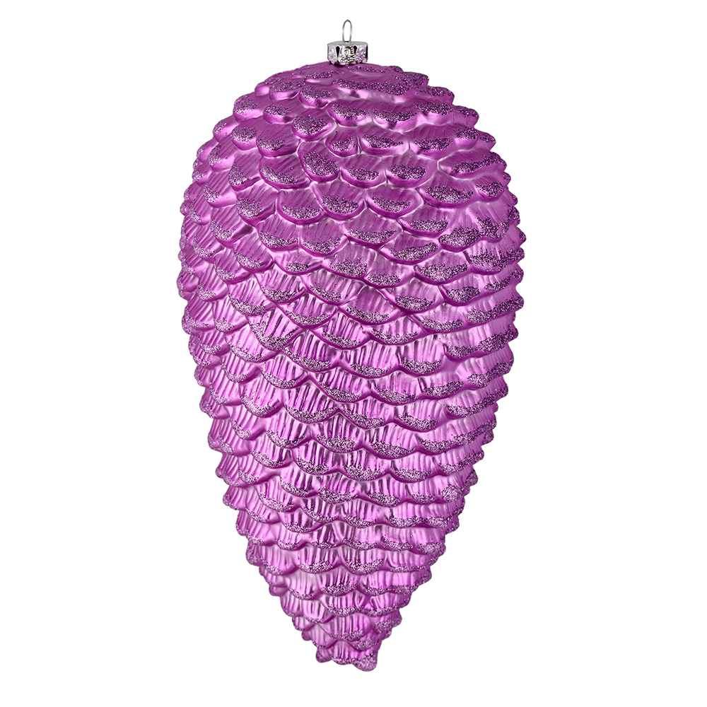 7 in. Orchid Matte Glitter Pinecone Christmas Ornament  4 per Bag