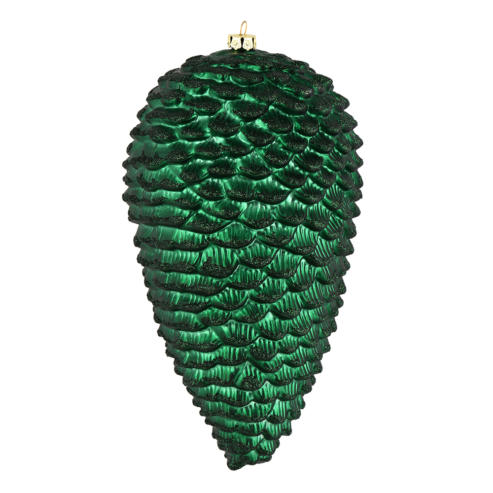 7 in. Midnight Green Matte Glitter Pinecone Christmas Ornament  4 per Bag