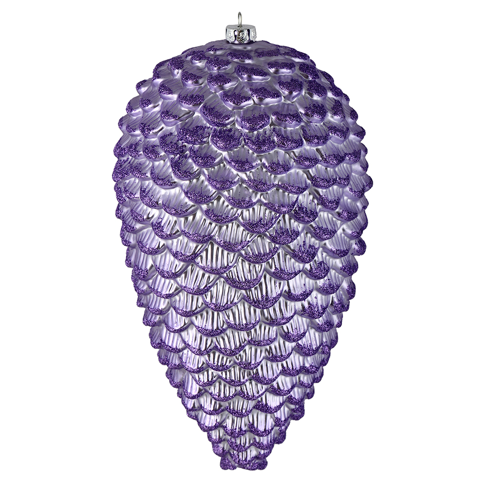 N187286D 7 in. Lavender Matte Glitter Pinecone Christmas Ornament  4 per Bag