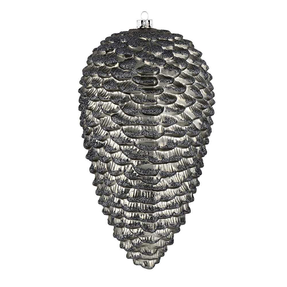 10 in. Limestone Matte Glitter Pinecone Christmas Ornament 2 per Box