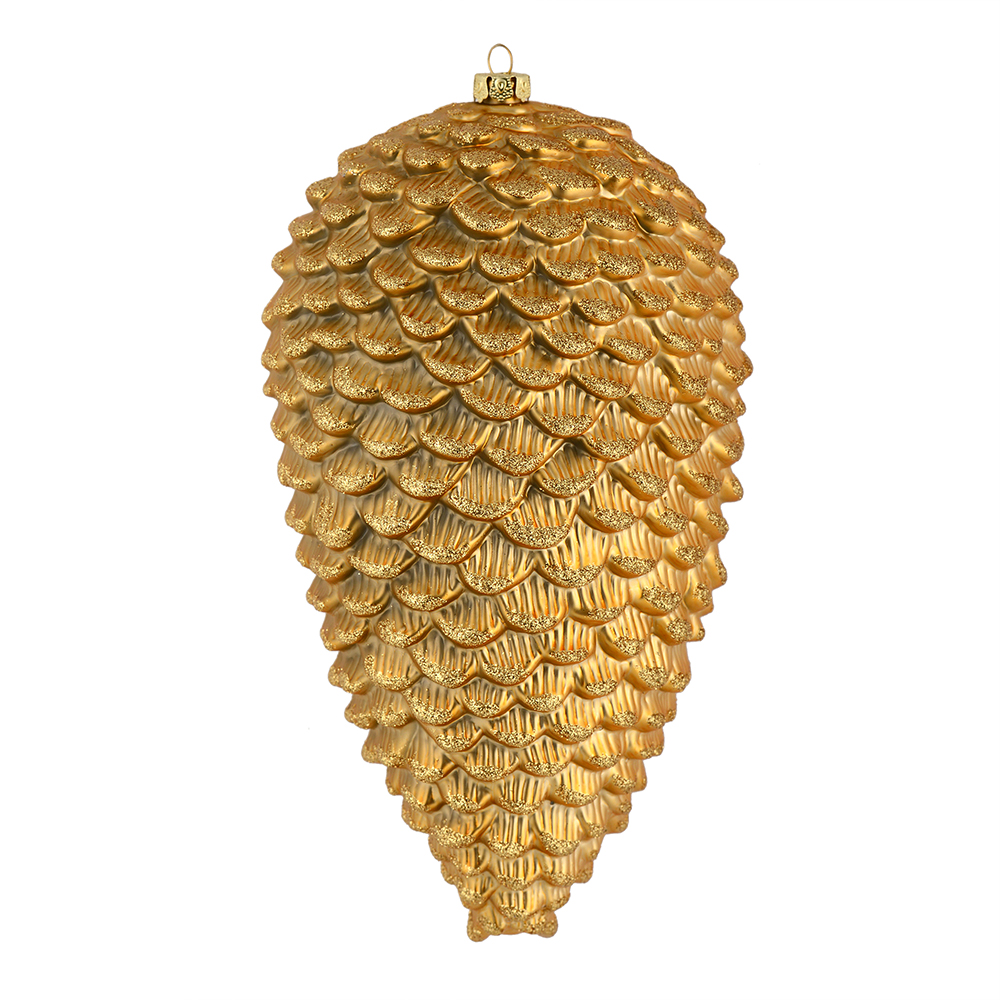 10 in. Copper & Gold Matte Glitter Pinecone Christmas Ornament  2 per Box