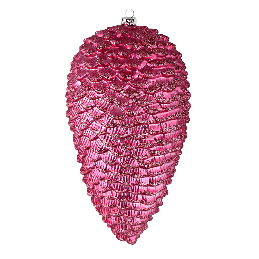 10 in. Mauve Matte Glitter Pinecone Christmas Ornament  2 per Box