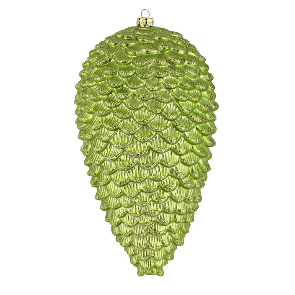 10 in. Celadon Matte Glitter Pinecone Christmas Ornament  2 per Box