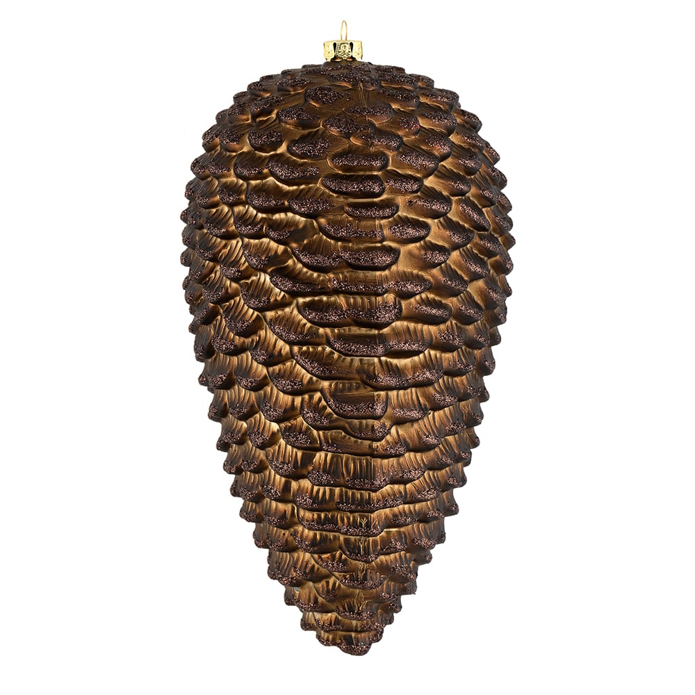 10 in. Chocolate Matte Glitter Pinecone Christmas Ornament  2 per Box