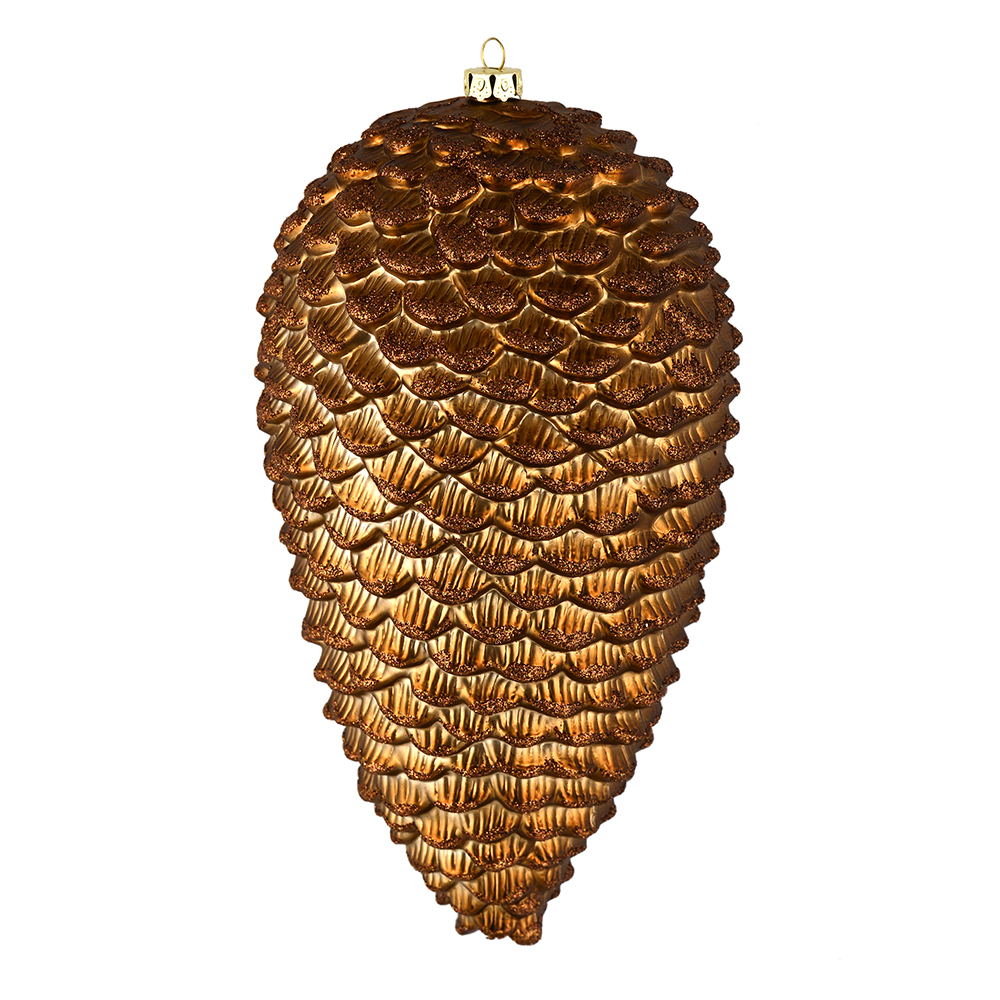10 in. Mocha Matte Glitter Pinecone Christmas Ornament  2 per Box