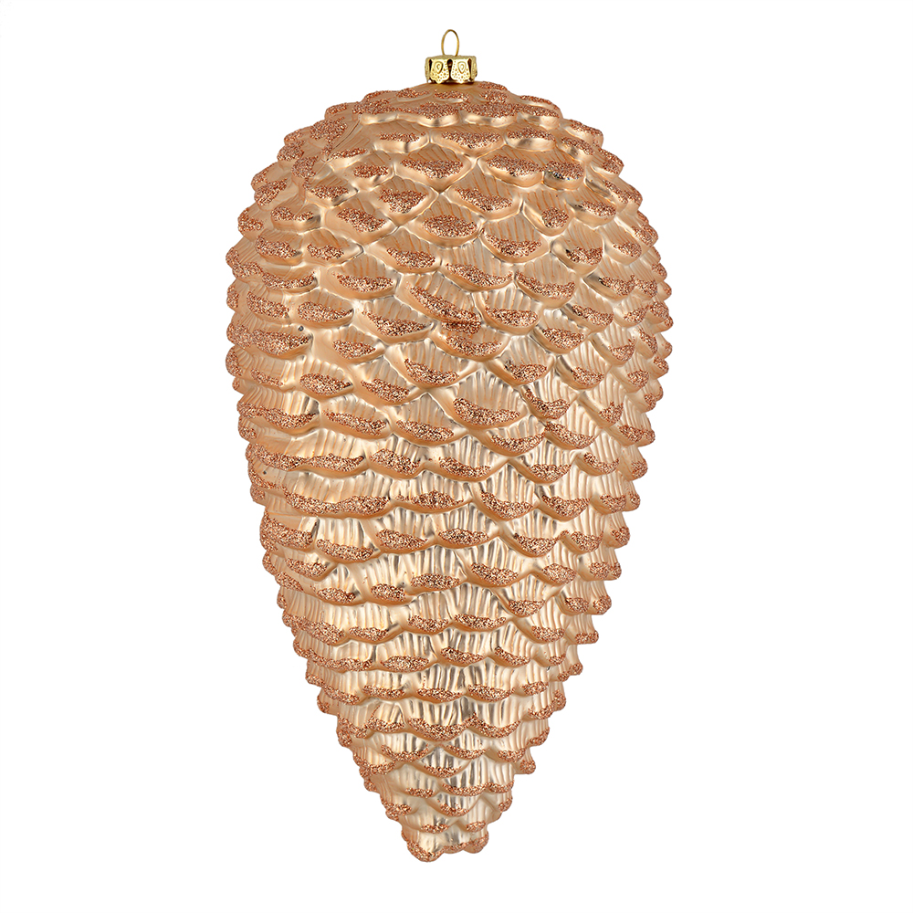 10 in. Cafe Latte Matte Glitter Pinecone Christmas Ornament  2 per Box