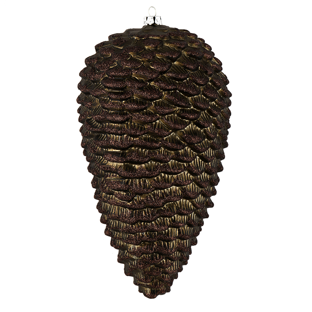 10 in. Gunmetal Matte Glitter Pinecone Christmas Ornament  2 per Box