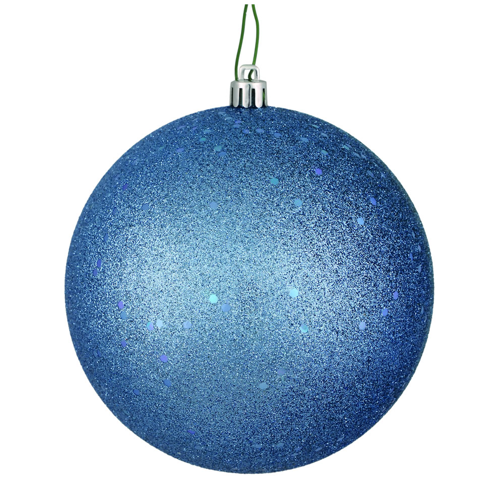 8 in. Periwinkle Sequin Ball Ornament with Drilled Cap