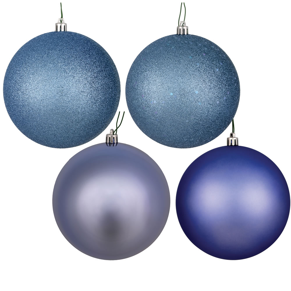 10 in. Periwinkle 4 Finial Ball Ornament with Assorted Drilled  4 per Bag