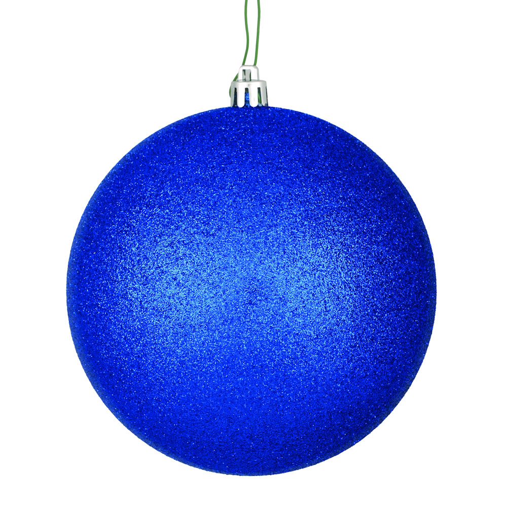 10 in. Midnight Blue Glitter Ball Ornament with Drilled Cap