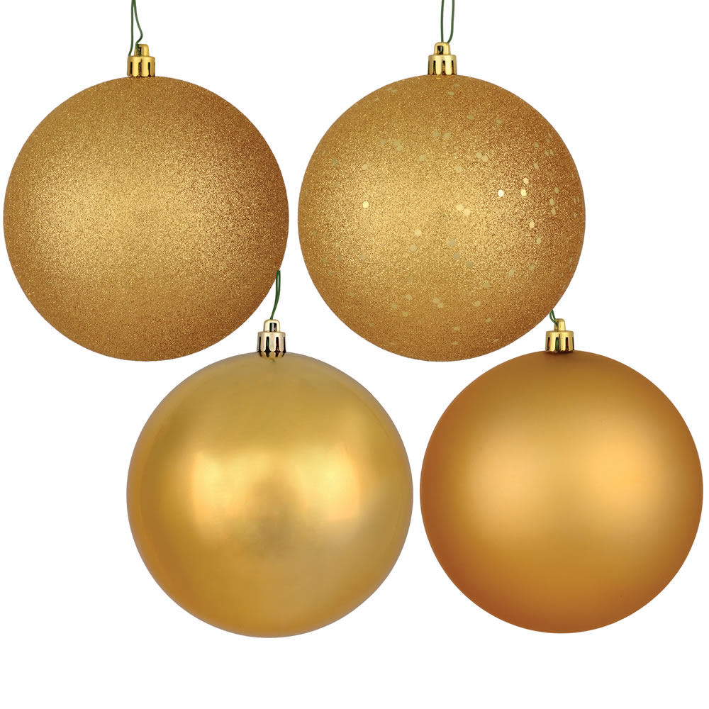 12 in. Copper & Gold 4 Finial Ball Ornament with Assorted Drilled, 4 per Bag