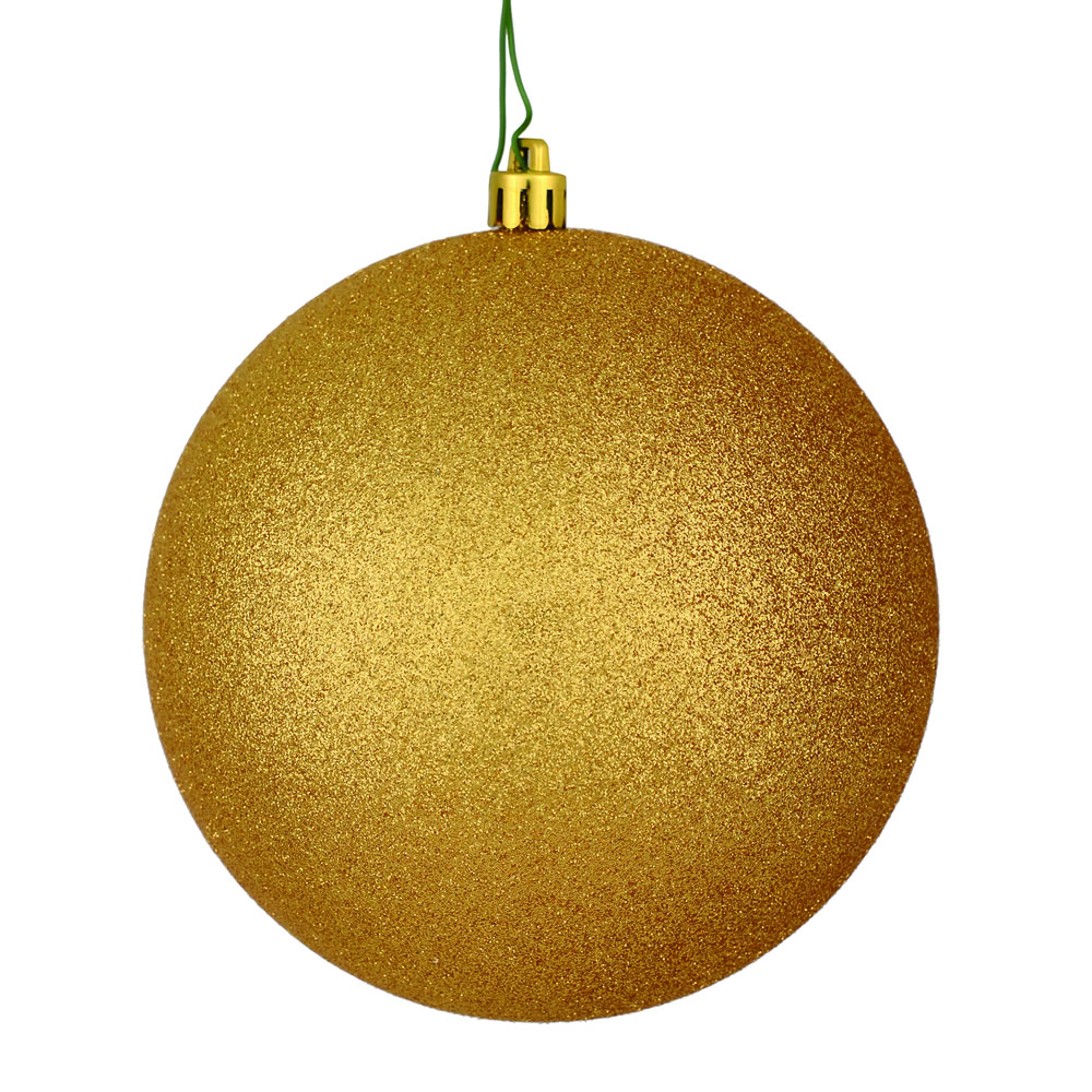 12 in. Copper & Gold Glitter Ball Ornament with Drilled Cap