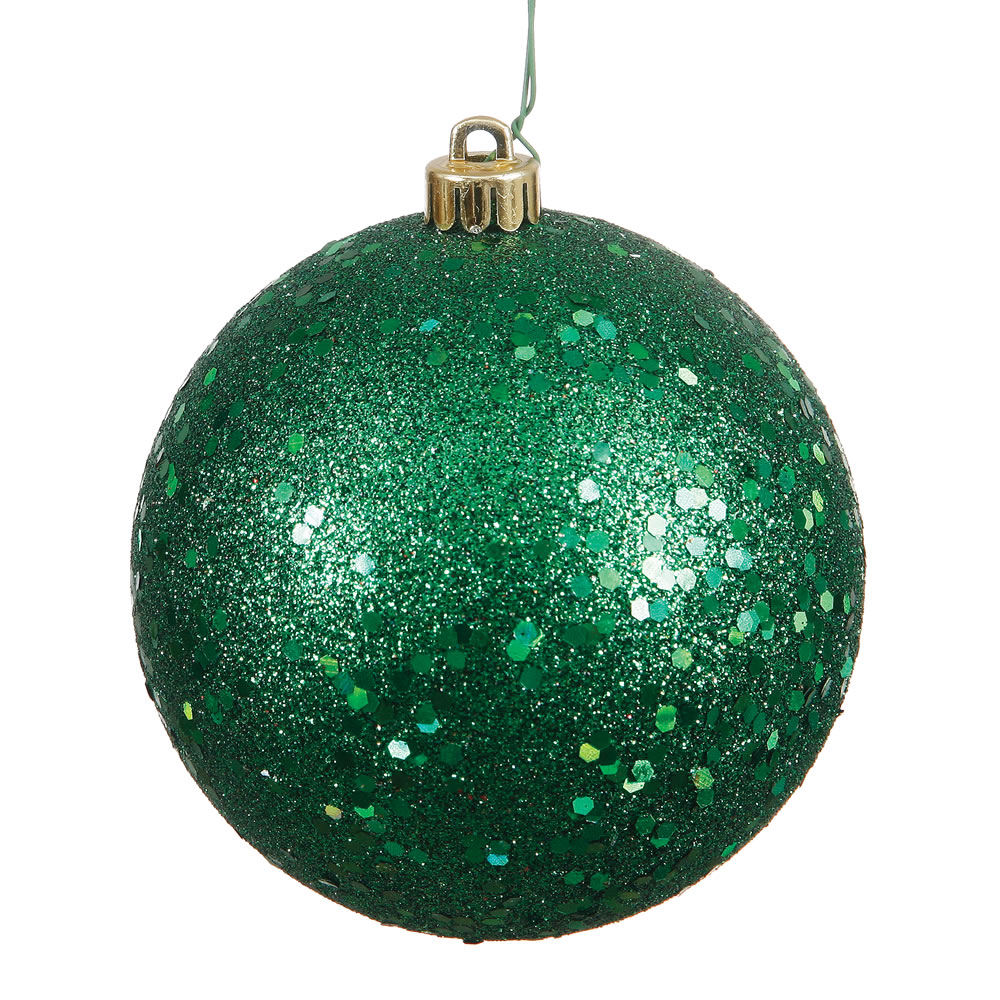 4.75 in. Emerald Sequin Ball Ornament with Drilled  4 per Bag