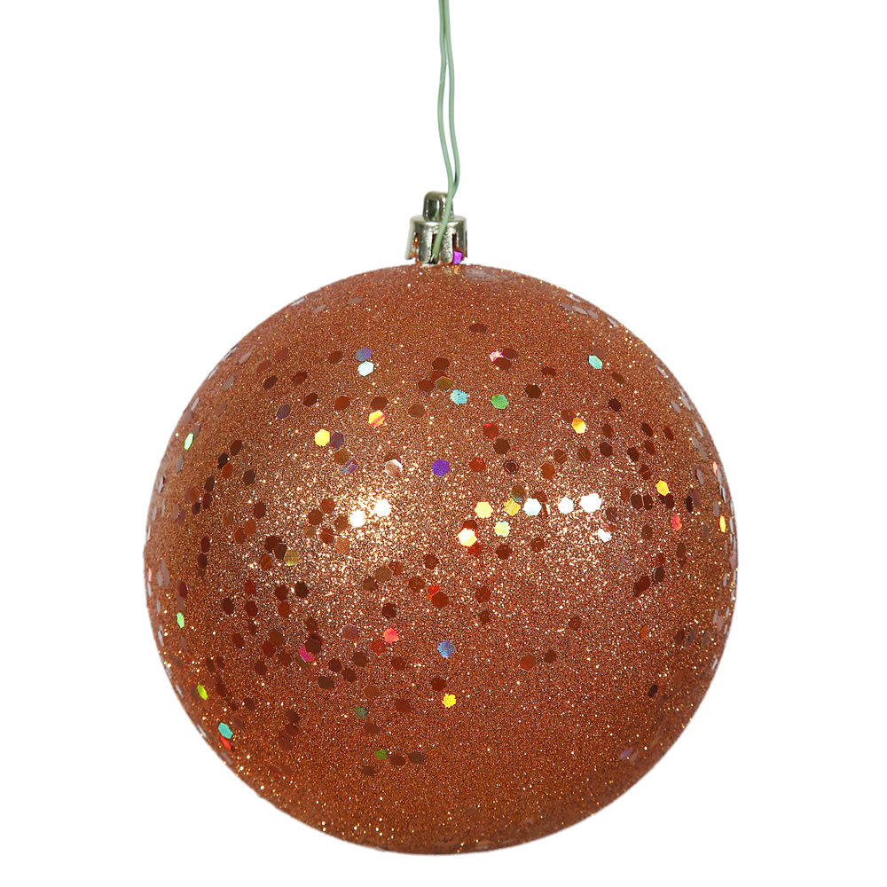 4.75 in. Burnt Orange Sequin Ball Ornament with Drilled  4 per Bag