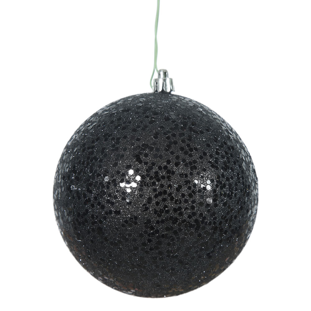 4.75 in. Black Sequin Ball Ornament with Drilled  4 per Bag
