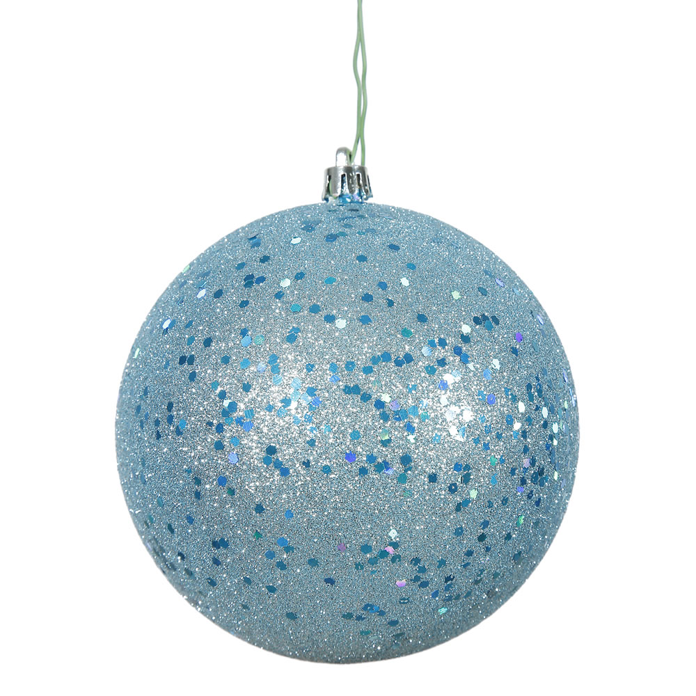 4.75 in. Baby Blue Sequin Ball Ornament with Drilled  4 per Bag