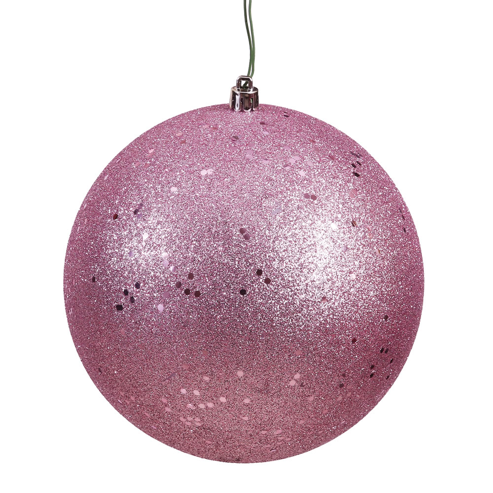 4.75 in. Mauve Sequin Ball Ornament with Drilled  4 per Bag