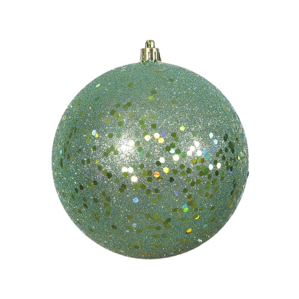 4.75 in. Seafoam Green Sequin Ball Ornament with Drilled 4Bag