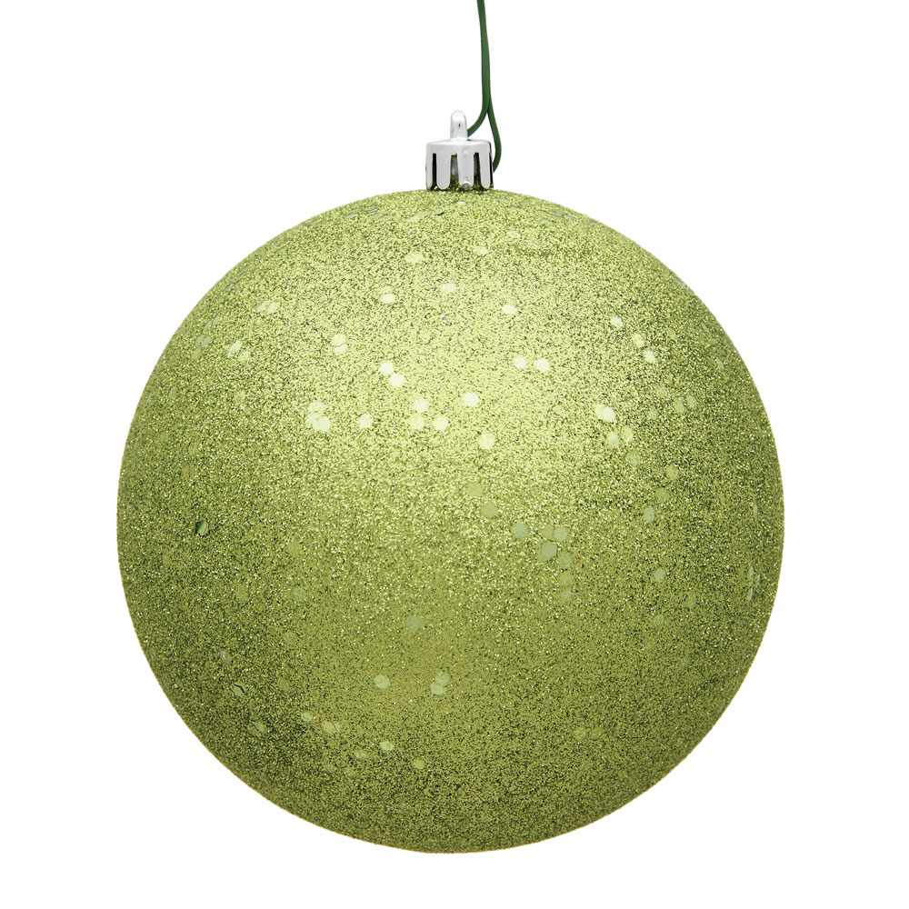 4.75 in. Lime Sequin Ball Ornament with Drilled  4 per Bag