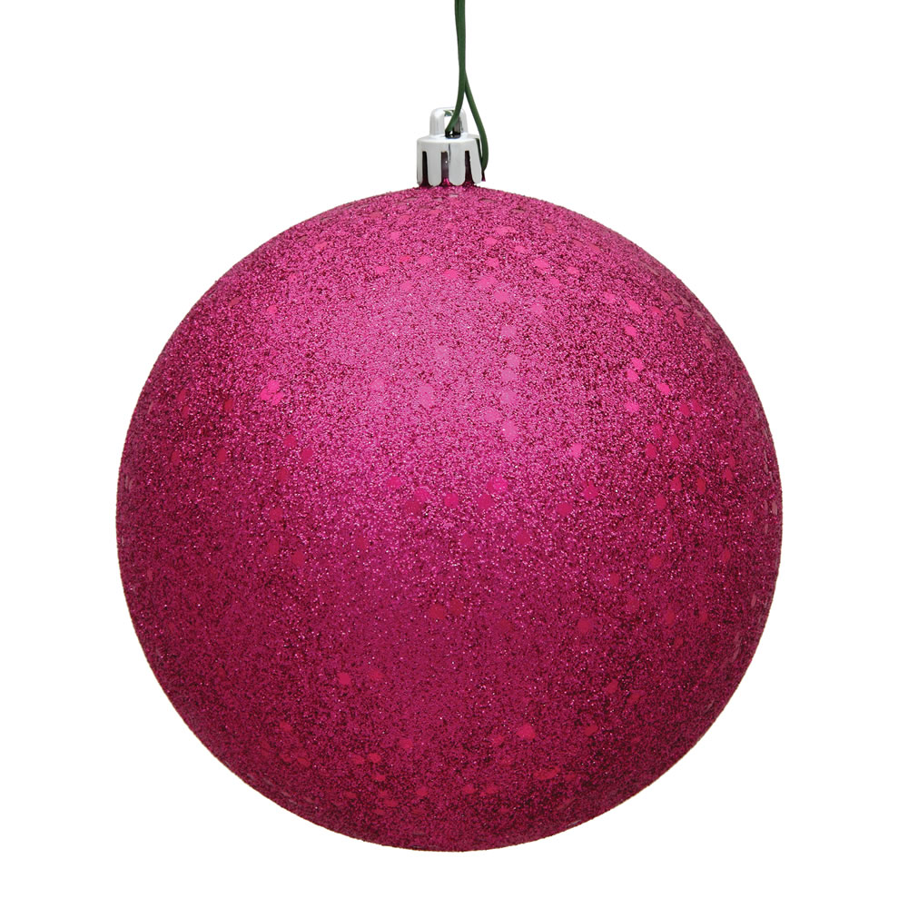 4.75 in. Fuchsia Sequin Ball Ornament with Drilled  4 per Bag