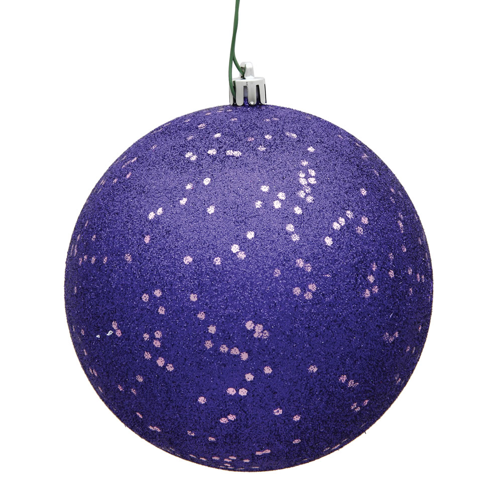 4.75 in. Purple Sequin Ball Ornament with Drilled  4 per Bag