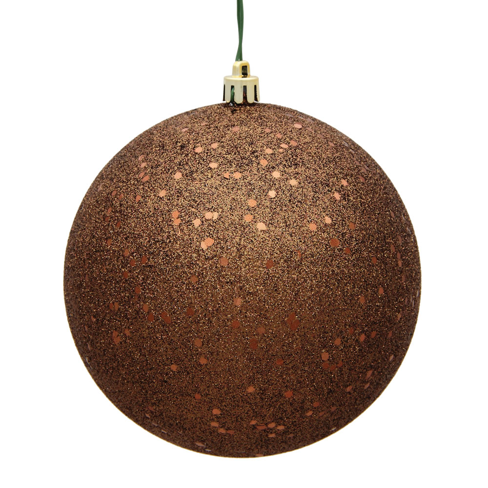 4.75 in. Mocha Sequin Ball Ornament with Drilled  4 per Bag