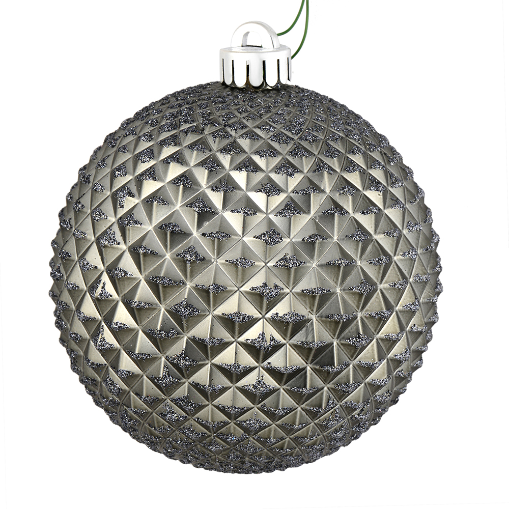 6 in. Limestone Durian Glitter Ball Ornament with Drilled  4 per Bag