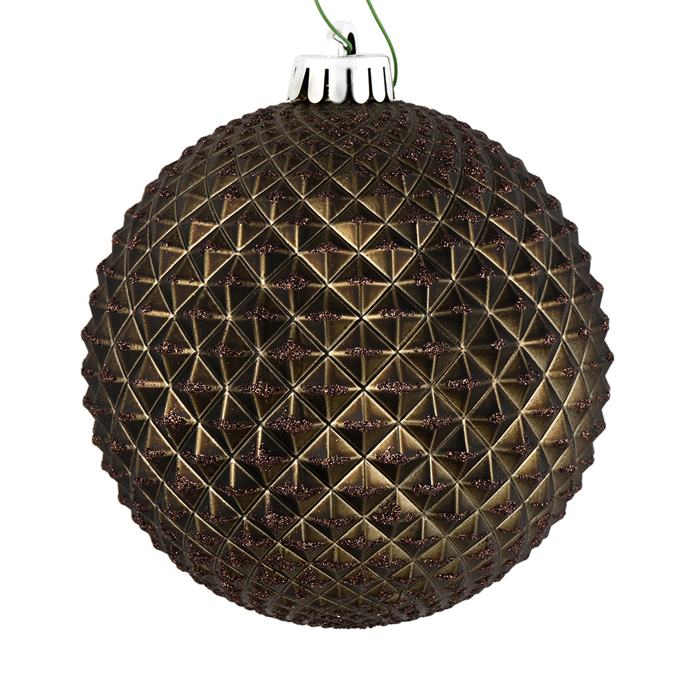 Vickerman 573273-6" Gunmetal Durian Glitter Ball Christmas Tree Ornament (4 pack) (N188784D)