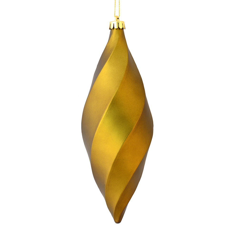 8 in. Olive Matte Swirl Finial Ornament  6 per Bag