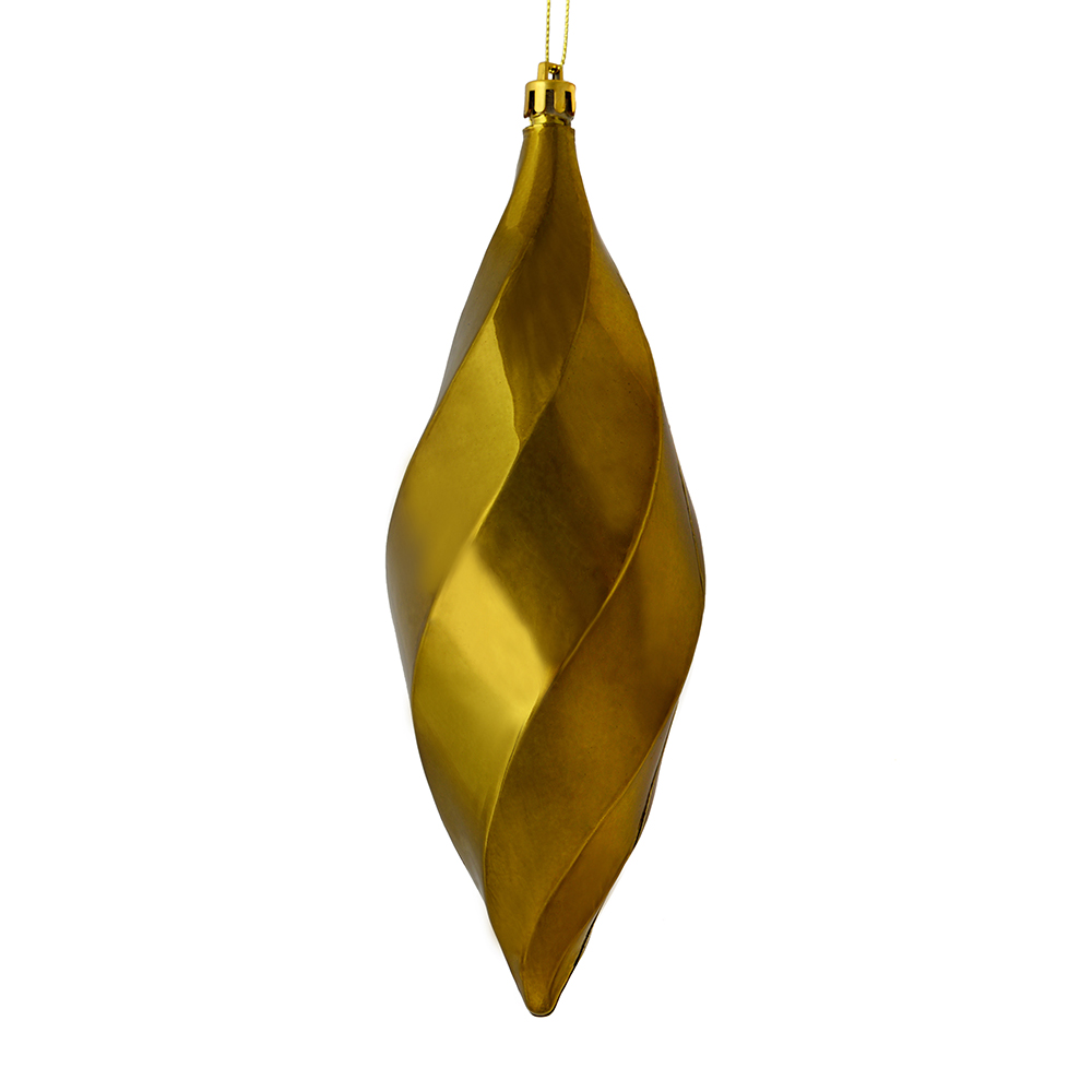 8 in. Olive Shiny Swirl Finial Ornament  6 per Bag