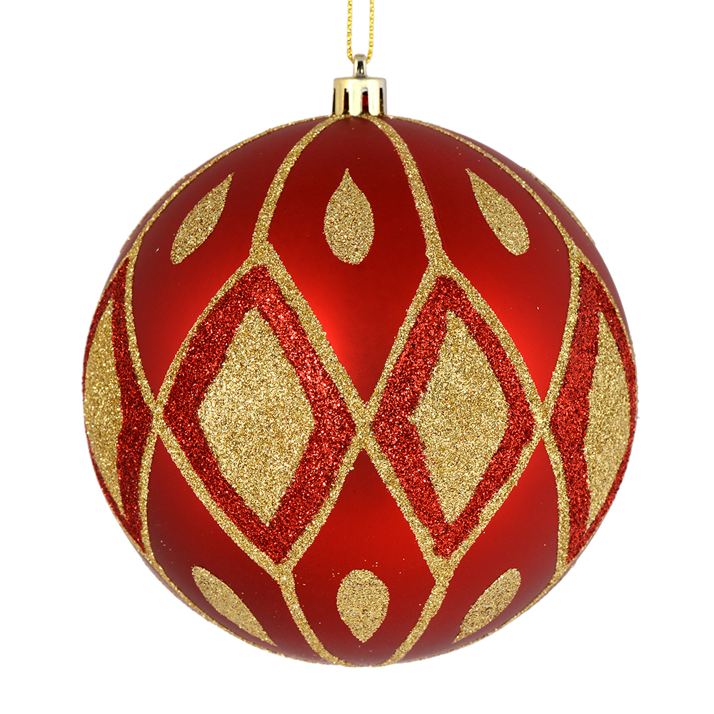 4 in. Wrought Iron Ball Ornament with Glitter Diamond Pattern  4 per Bag