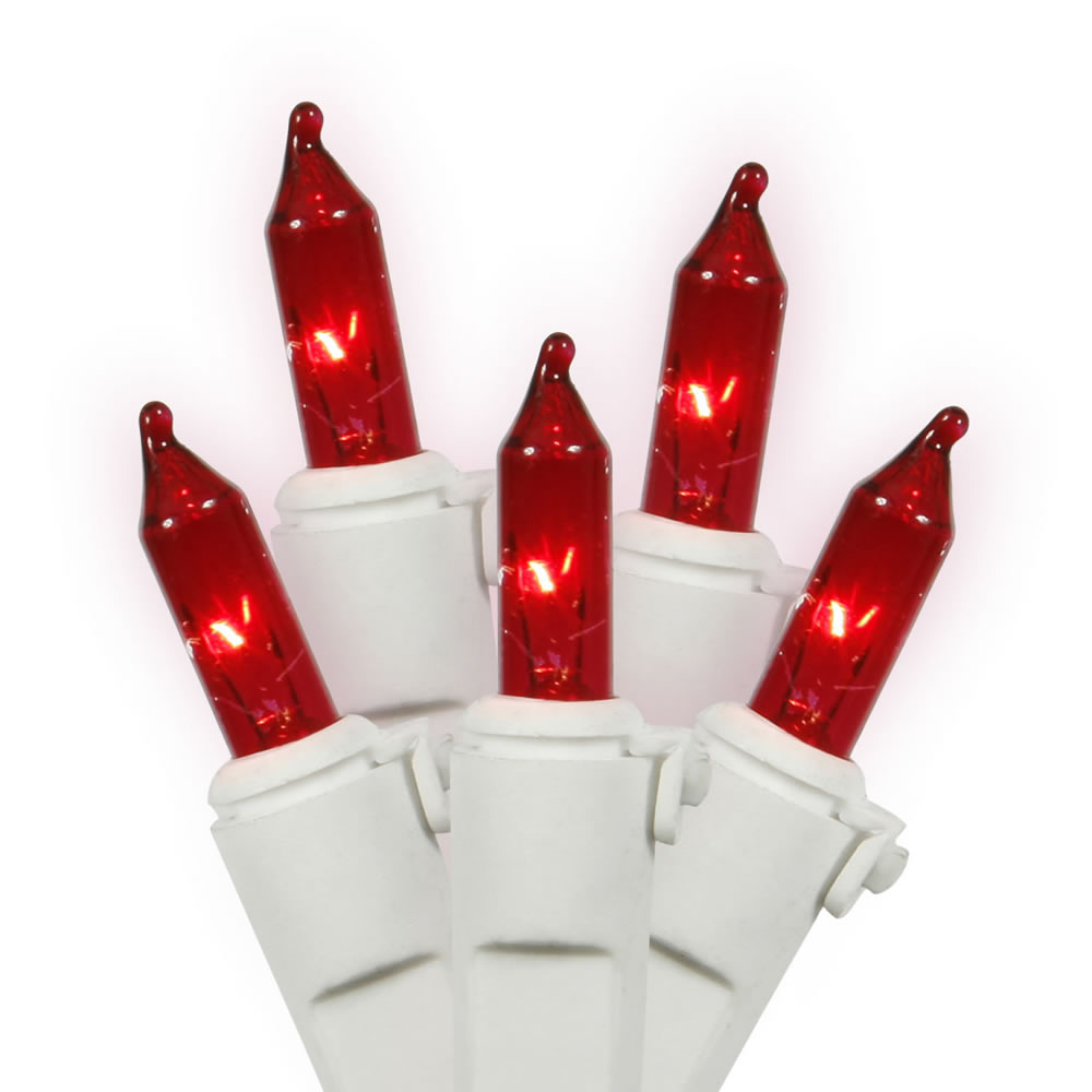 33 ft. Red 100 Warm White Mini Light Set - 4 in. Spacing