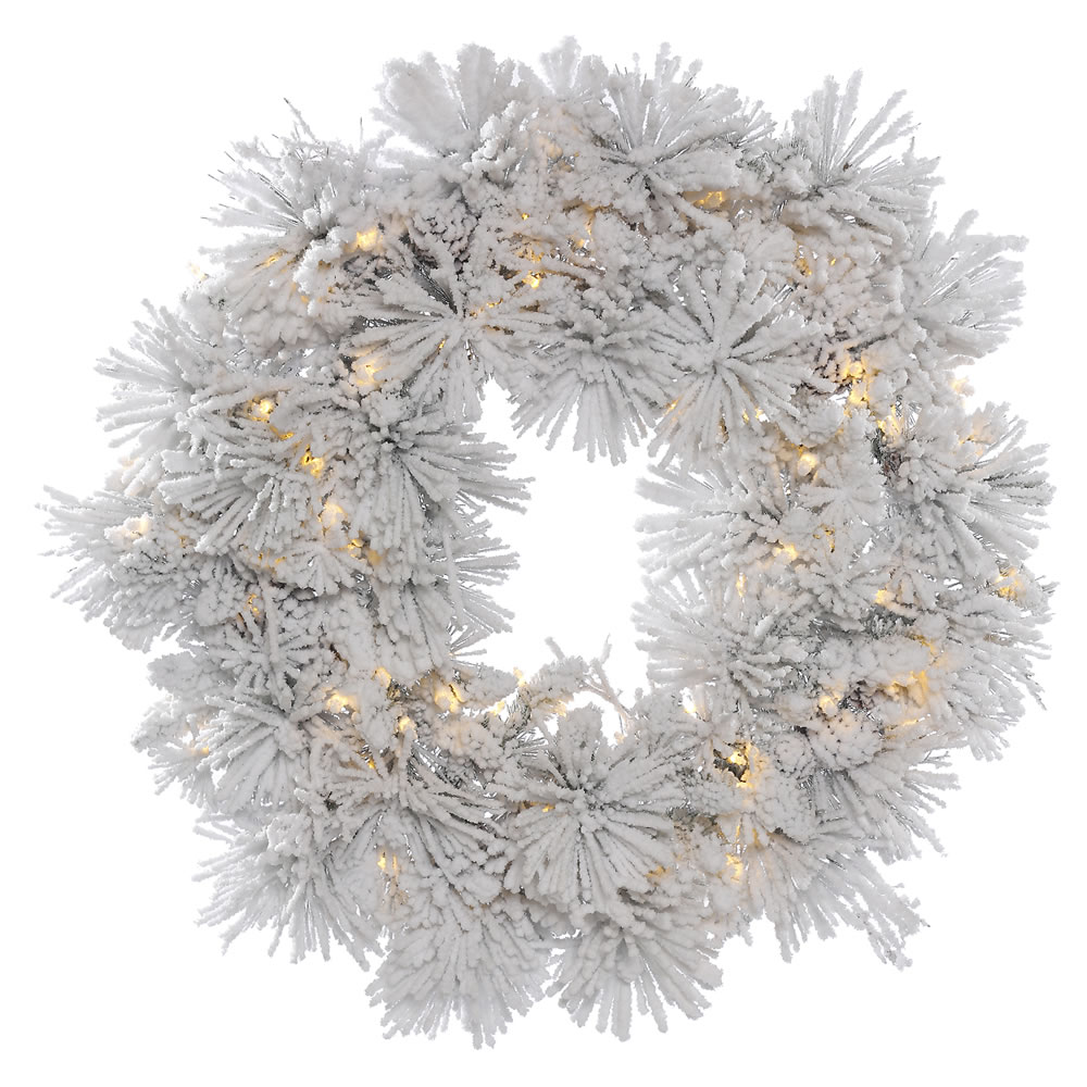 A155348LED 48 in. Flocked Alberta Artificial Christmas Wreath with 100 Warm White LED Light