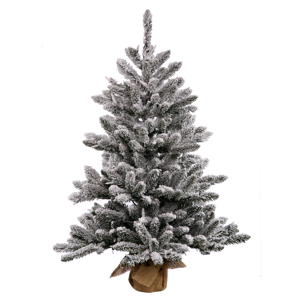 B160531LED 30 in. Flocked White on Green Anoka Pine Artificial Christmas Tree with Dura-Lit 50 Warm White LED Light