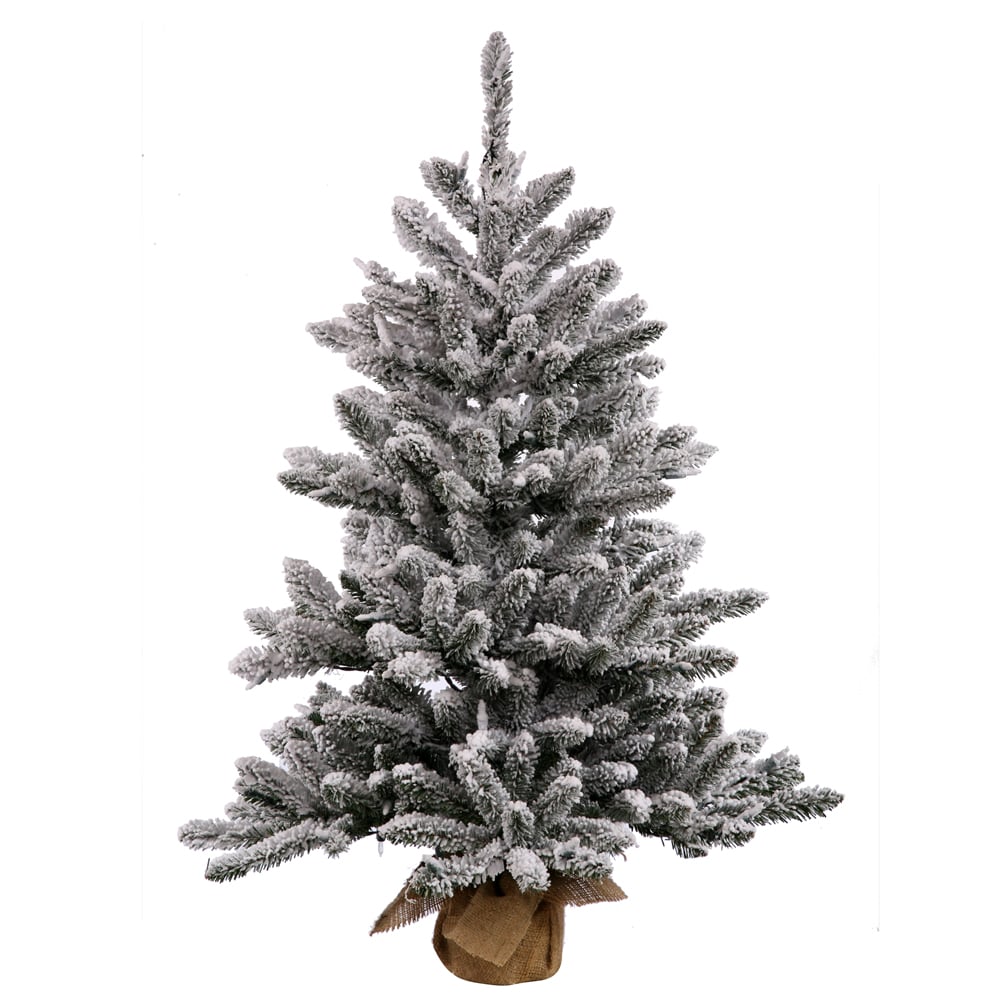 B160537 36 in. Flocked White on Green Anoka Pine Artificial Christmas Tree with Dura-Lit 100 Clear Lights -  Vickerman