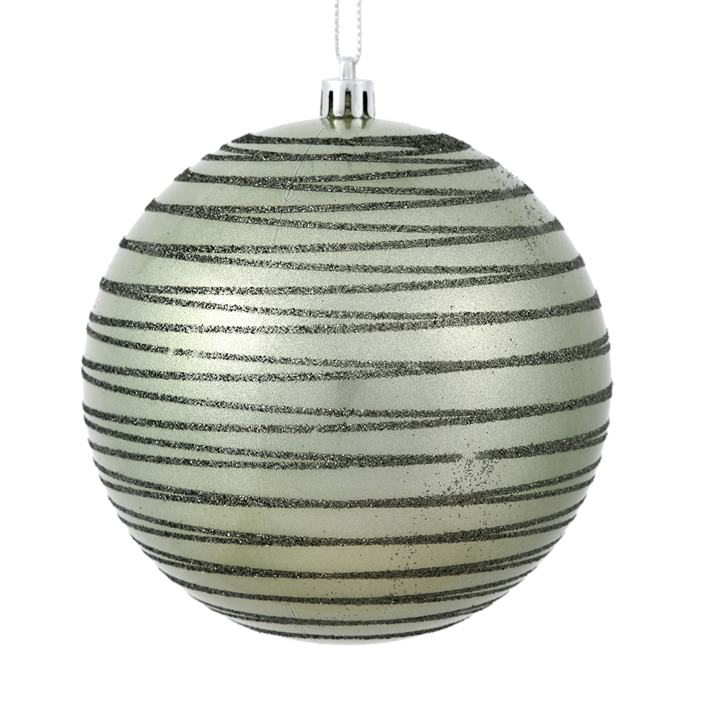 4.75 in. Wrought Iron Candy Ball Ornament with Glitter Lines  4 per Bag